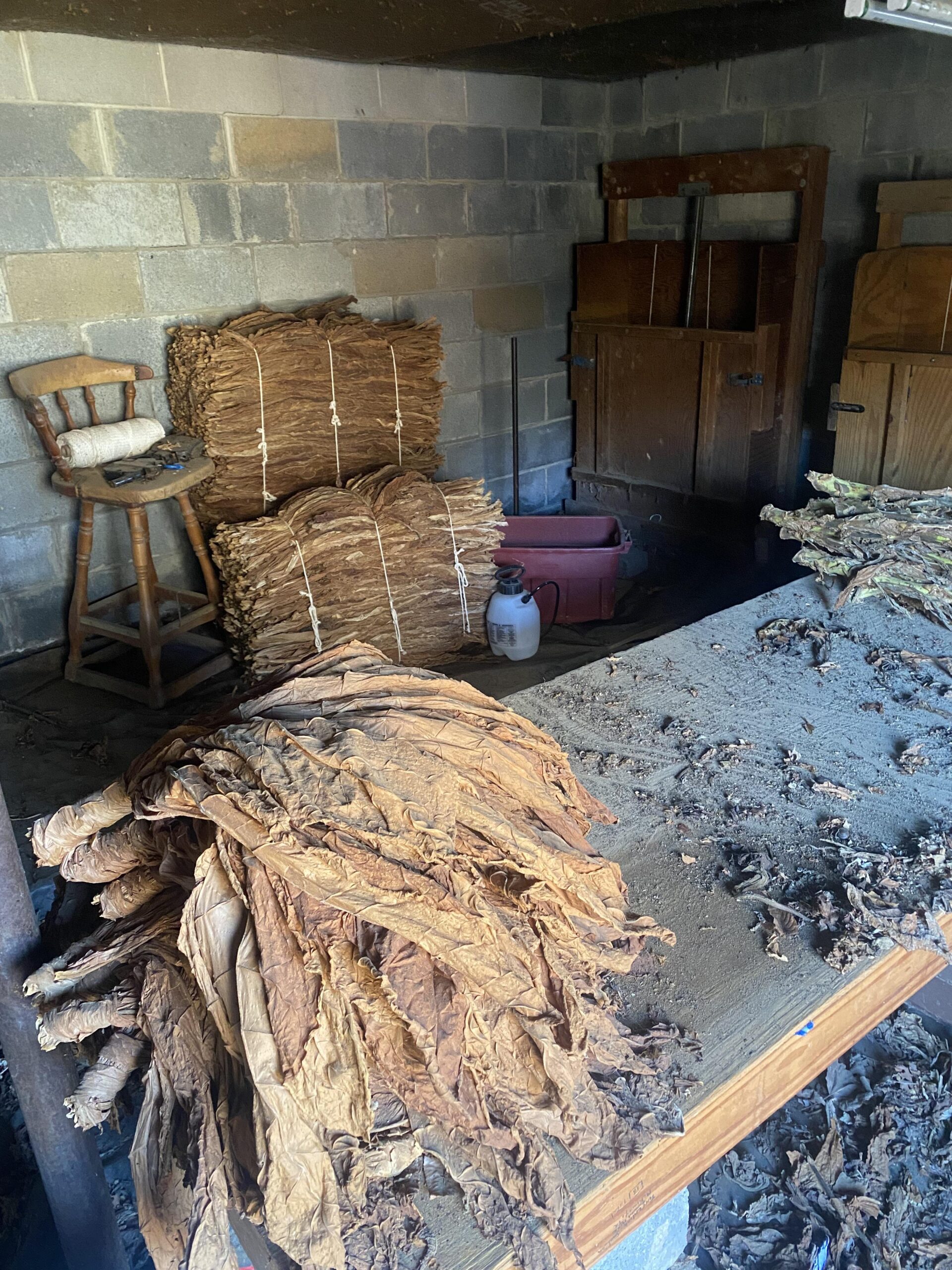 Baled tobacco leaf prepared for export shipping from Cameroon